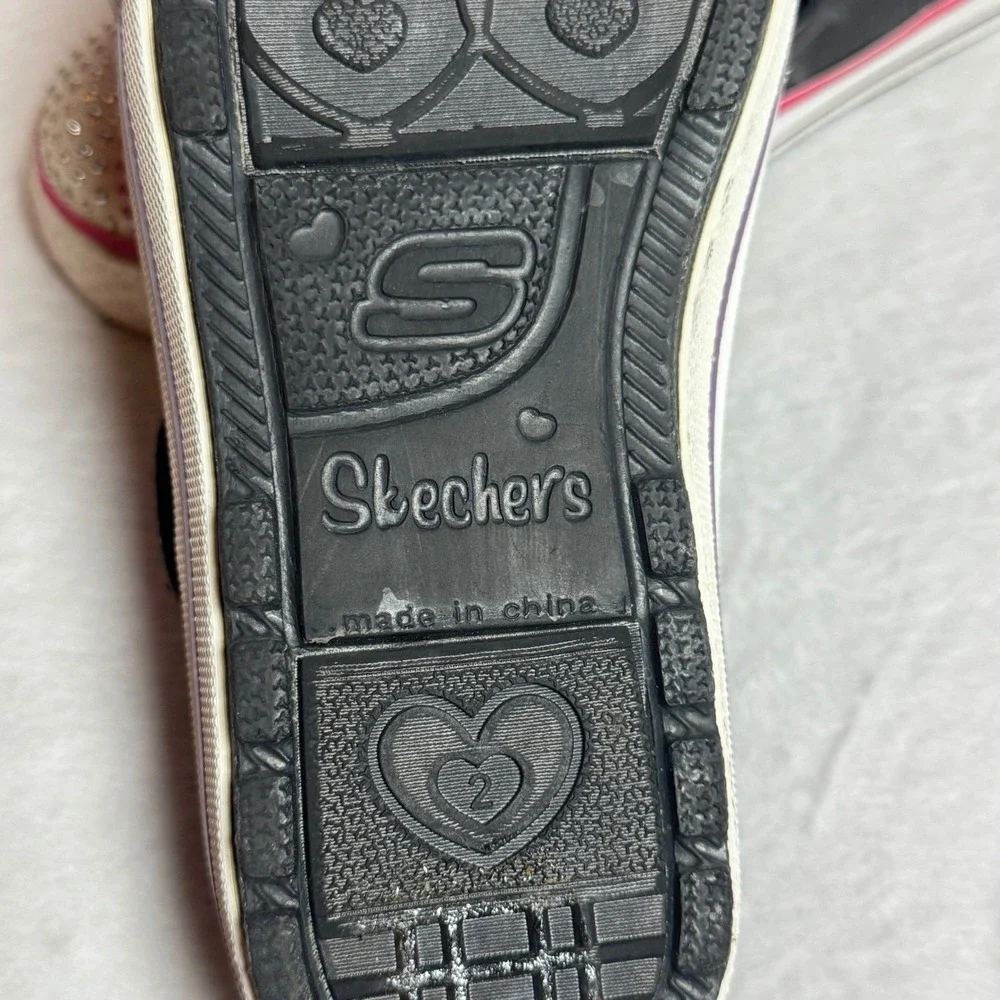 Sketchers Foamies Bling Toe Slip On Girl's‎ Flower Impression Shoes Size 2